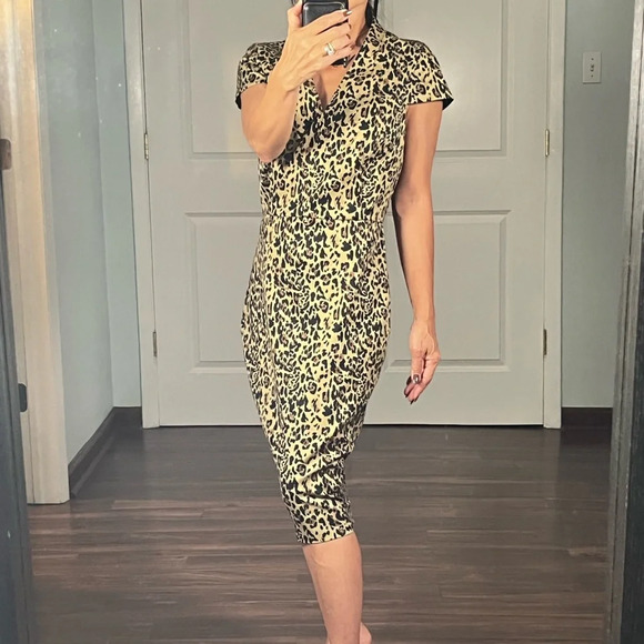 J. Crew V-neck sheath dress in leopard print Sz 2 NWT - Picture 1 of 12